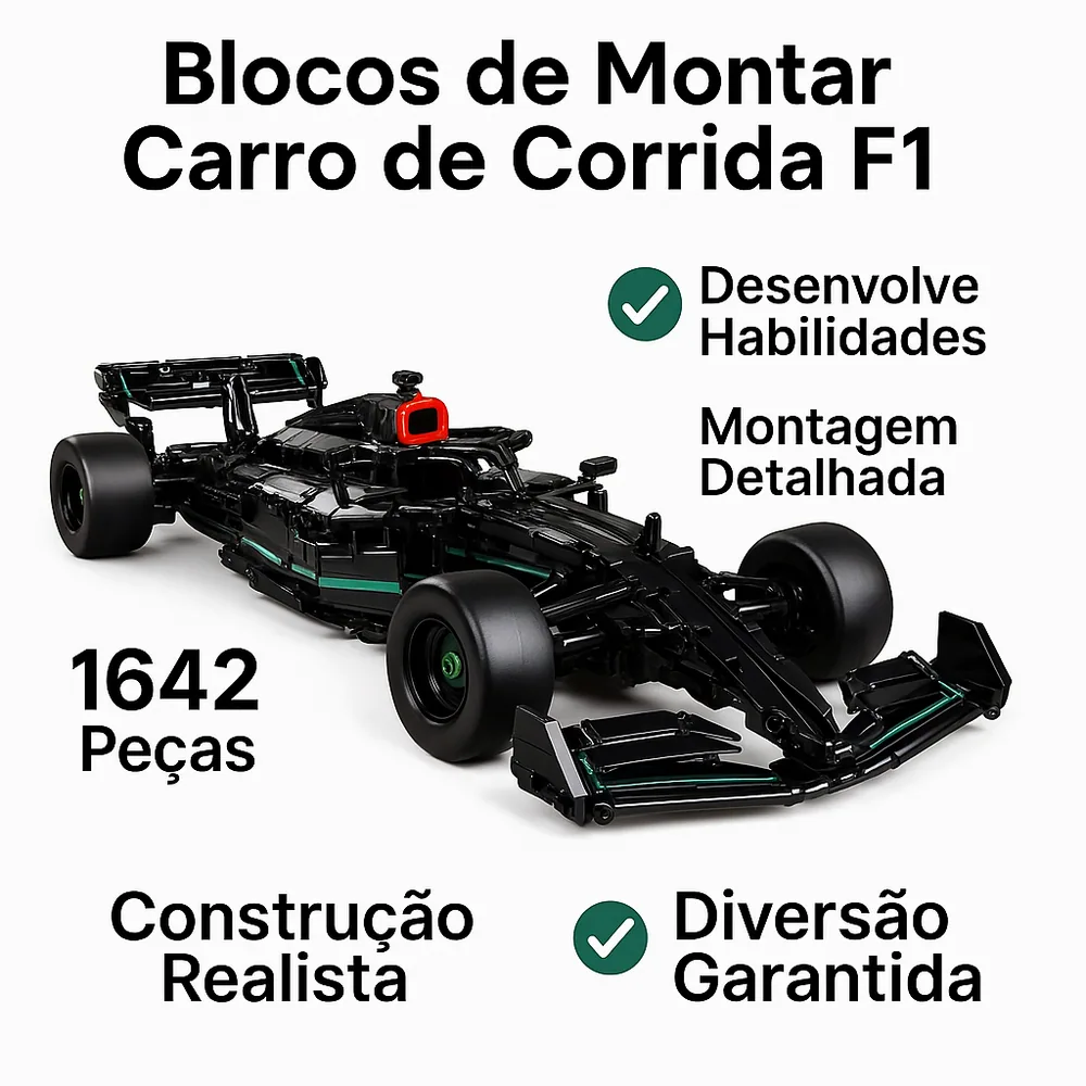 Arindolê Brinquedos Blocos de Montar carro de corrida F1 1642 peças para crianças criativas