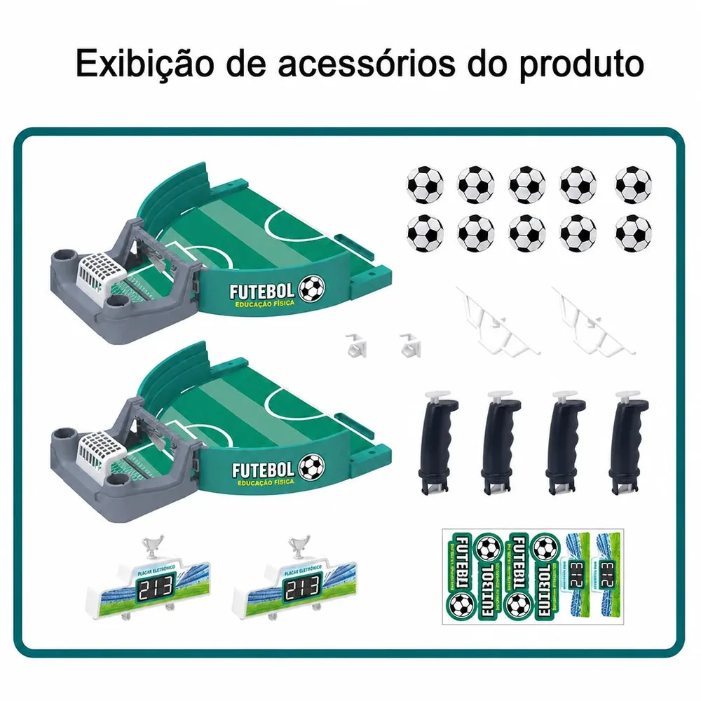 Arindolê Brinquedos Acessórios de futebol de mesa portátil com campo, alavancas, bolinhas e marcador, brinquedo educativo