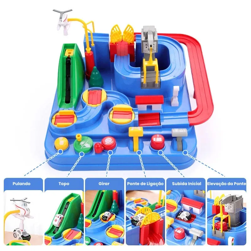 Arindolê Brinquedos Brinquedo educativo de corrida com detalhes de montagem e funções interativas