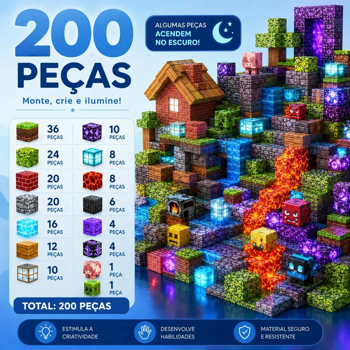 BlocoCraft - Blocos Magnéticos com Luzes — imagem 7
