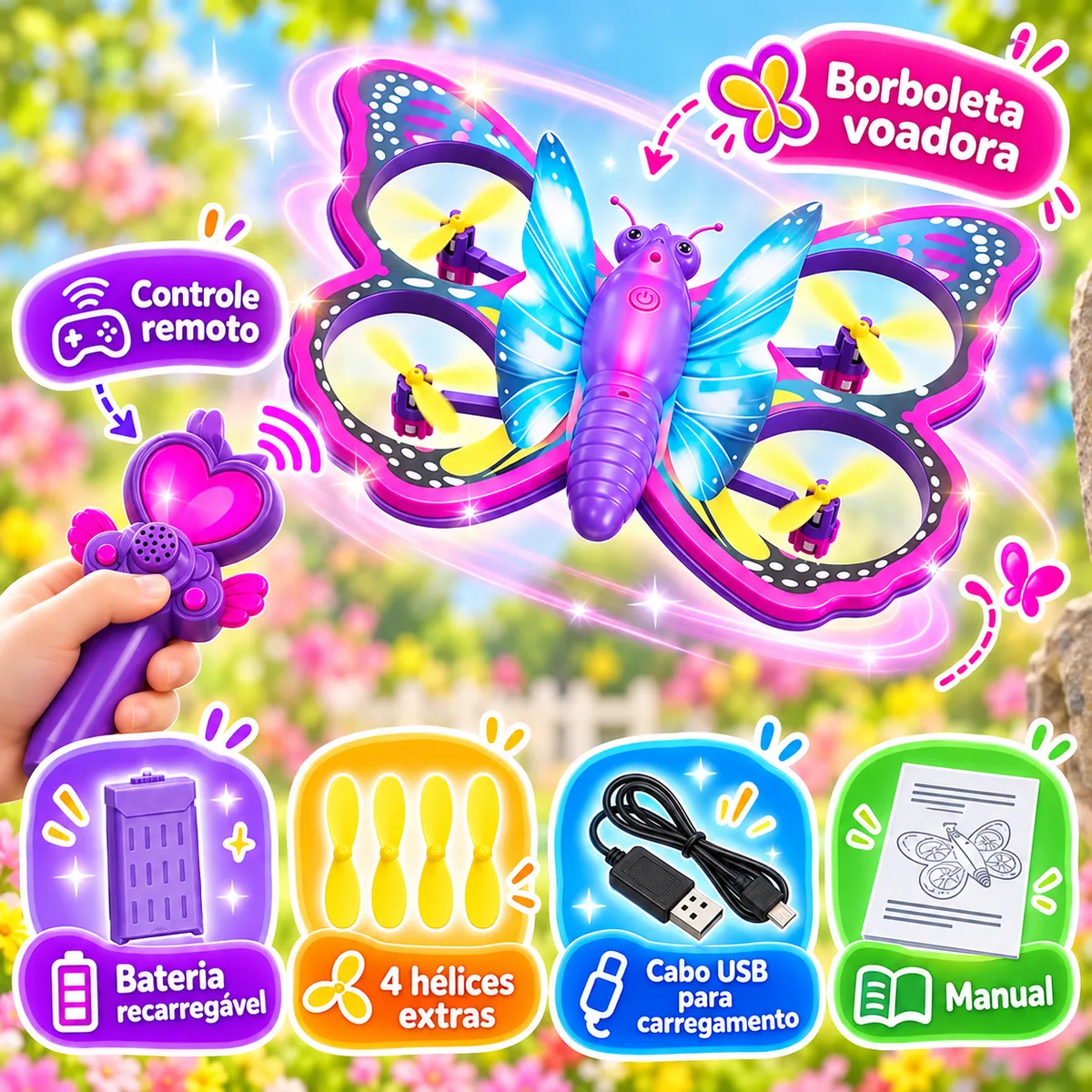 FlyBella — Drone Infantil Borboleta com Controle Remoto — imagem 5