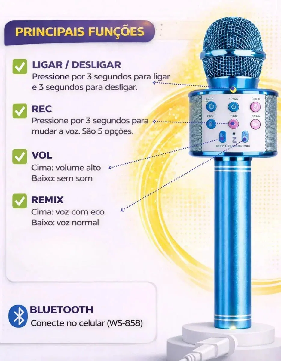 Karaoke Kids – Microfone Bluetooth Infantil — imagem 5
